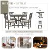 TREXM 5-Piece Round Dining Table and Chair Set with Special-shaped Legs and an Exquisitely Designed Hollow Chair Back for Dining Room (Gray)