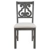 TREXM 5-Piece Round Dining Table and Chair Set with Special-shaped Legs and an Exquisitely Designed Hollow Chair Back for Dining Room (Gray)