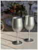 Metallic Silver Color Plastic Wine Glasses Set of 4 (12oz), BPA Free Acrylic Wine Glass Set, Unbreakable Red Wine Glasses, White Wine Glasses