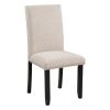 TREXM Faux Marble 5-Piece Dining Set Table with 4 Thicken Cushion Dining Chairs Home Furniture, White/Beige+Black