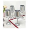 Metallic Silver Color Plastic Wine Glasses Set of 4 (12oz), BPA Free Acrylic Wine Glass Set, Unbreakable Red Wine Glasses, White Wine Glasses