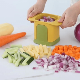 1pc Diced Onion; French Fries; Carrot And Ham; Cucumber And Potato Cutter; 5.91''×3.94''×3.35'' (Color: Yellow)